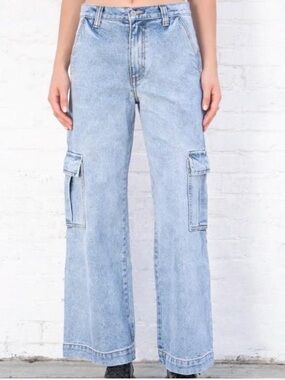 Brandy Melville j. Galt Cargo Wide-Leg Denim Jeans Sz Small